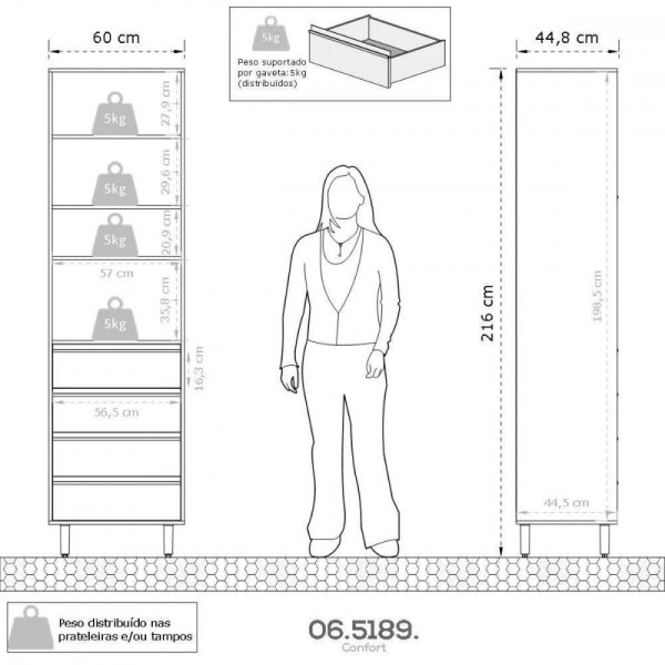 Encontraproduto.com.br - Paneleiro Confort Com Espaço Para Microondas Cinamomo Batrol Cinamomo
