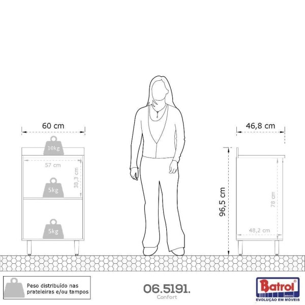 Encontraproduto.com.br - Balcão De Cozinha Confort Cinamomo Com Off White Batrol Cinamomo Com Off White