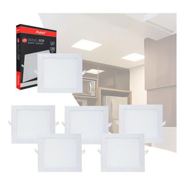 Painel Led Embutido Quadrada 12W 6500K Avant