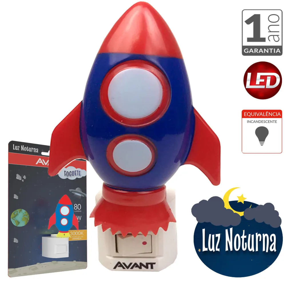 Encontraproduto.com.br - Luz Noturna Avant Foguete 1w 3000k