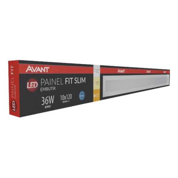 Encontraproduto.com.br - Painel Luminária De Embutir Led Fit Retangular 3000k 36w Bivolt 120x10cm Alumínio E Policarbonato Branco - Avant