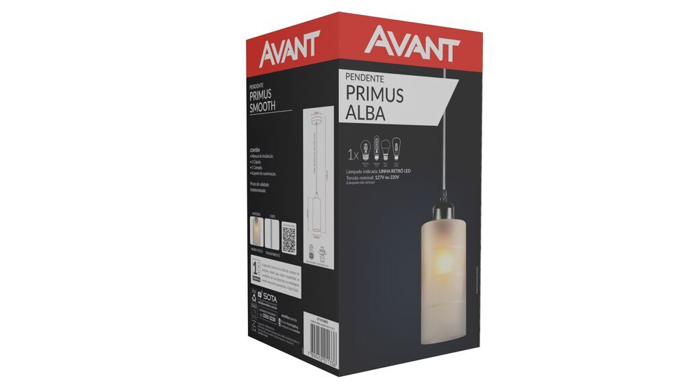 Encontraproduto.com.br - Pendente E27 Primus Alba Avant sem Lâmpada Preto