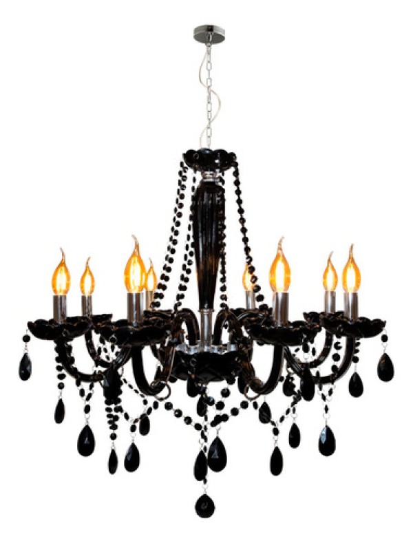 Lustre Candelabro Vidro Clássico Baronesa 8 Braços 3 Cores Cor Preto