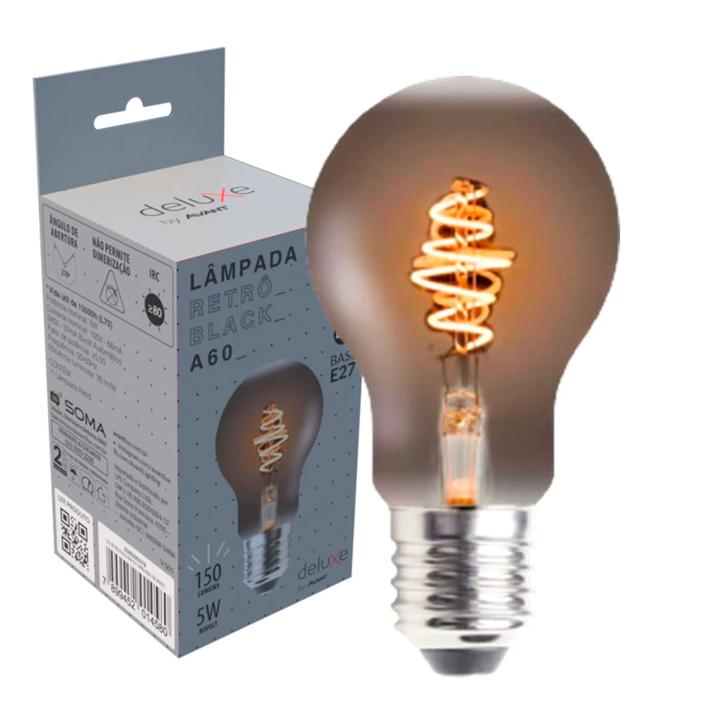 Encontraproduto.com.br - Lâmpada Retrô Black A60 5W 2200K Bivolt Avant