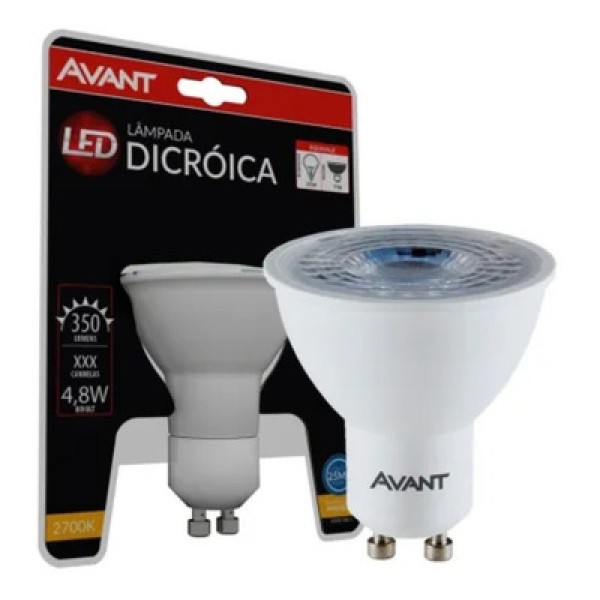 Lâmpada Led Dicróica Par16 Gu10 38º 2700k 4,8w Bivolt - Avant 275090373
