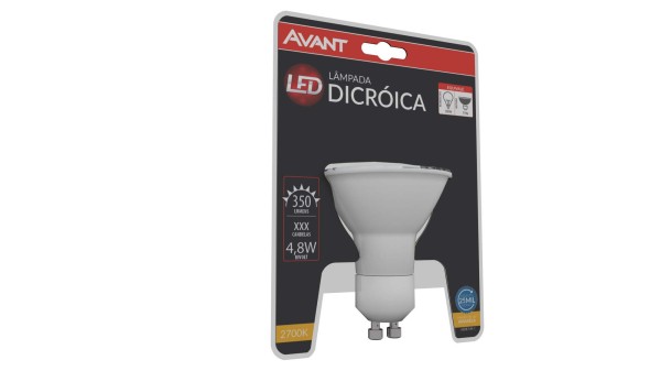 Encontraproduto.com.br - Lâmpada Led Dicróica Par16 Gu10 38º 2700k 4,8w Bivolt - Avant 275090373
