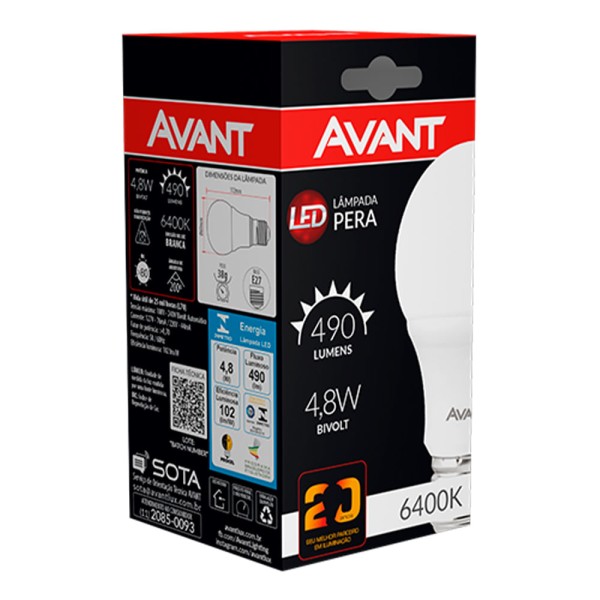 Encontraproduto.com.br - Lâmpada Led Pera 12w 6500k E27 Bivolt Avant