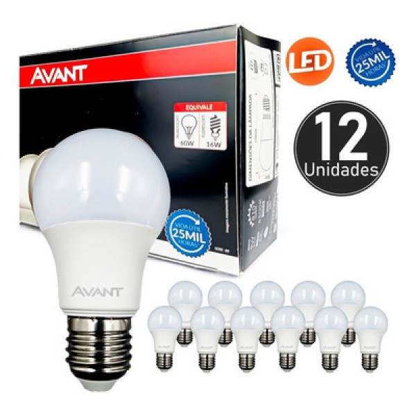 Pack 6 Lâmpadas Led A60 Pera 9w Avant E27 Bivolt