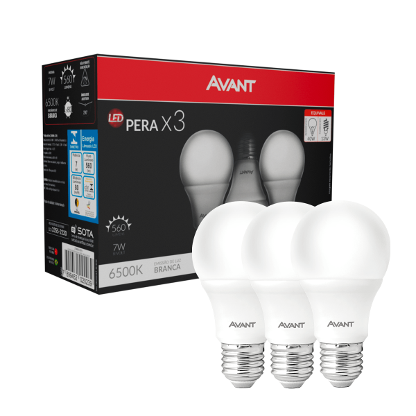 Encontraproduto.com.br - Kit Lampada Avant Led 7W Bivolata Com 3 C/3