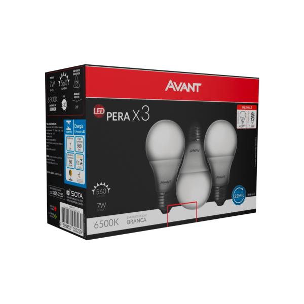 Encontraproduto.com.br - Kit Lampada Avant Led 7W Bivolata Com 3 C/3