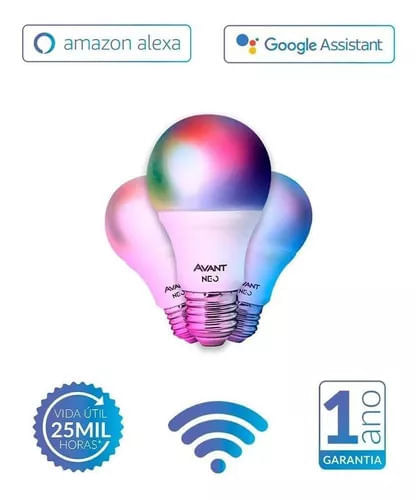 Encontraproduto.com.br - Lâmpadas Led Smart Wi-fi 10w 3000k/6500k-rgb E27 Avant Kit 3
