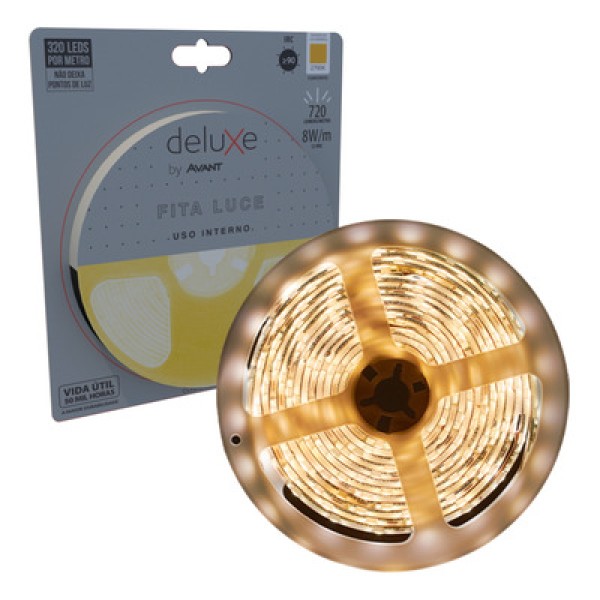 Encontraproduto.com.br - Fita Led Interna 5 Metros Luce 8W 2700K Avant