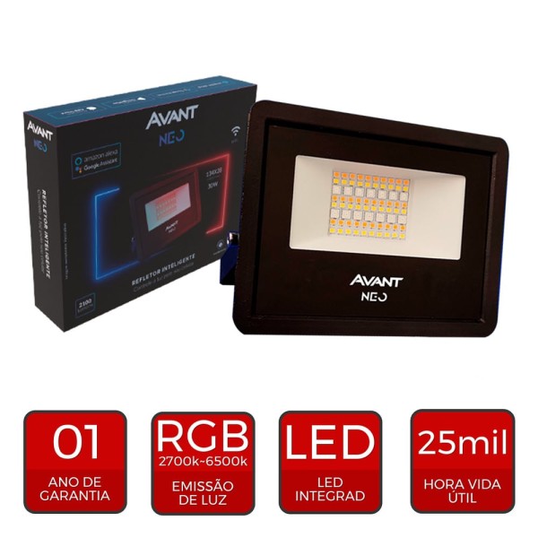 Encontraproduto.com.br - Led Refletor Com Sensor 60W 6500K Preto Solare Avant