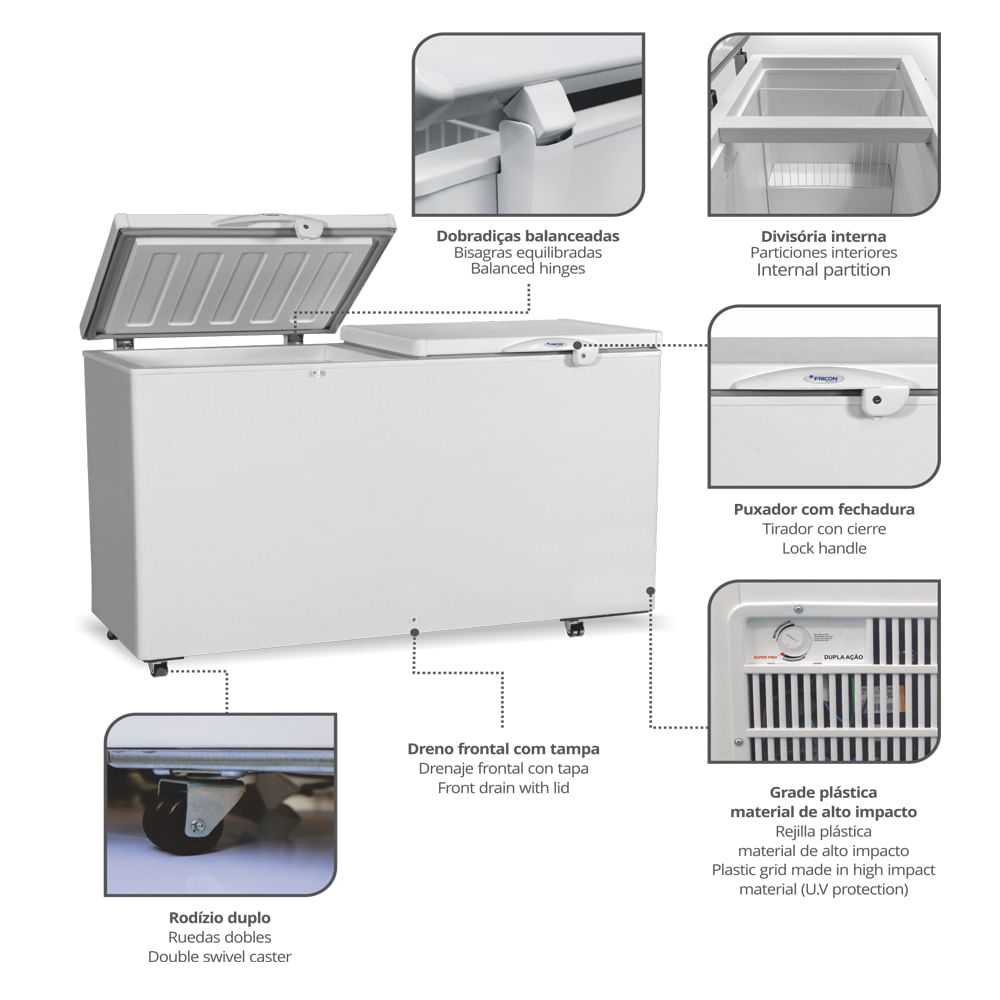Encontraproduto.com.br - FREEZER HORIZONTAL PORTA CEGA HCED503 FRICON