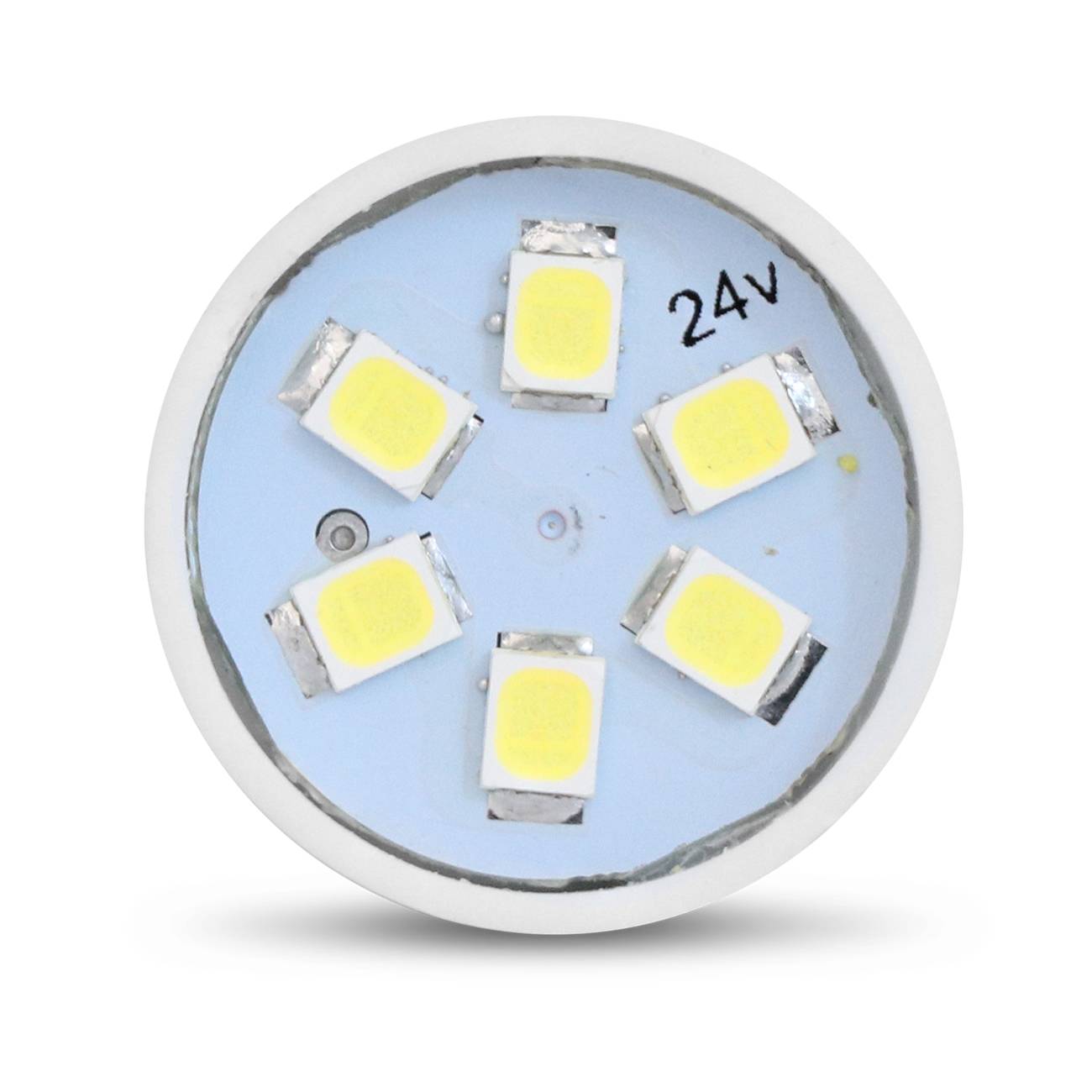 Encontraproduto.com.br - Lâmpada 6 LEDs Trava Reta BA15S-67 Lanterna Ré 10W 24V 6000K Luz Branca Autopoli