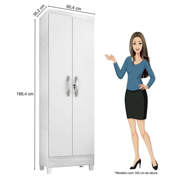 Encontraproduto.com.br - Armário Multiuso Sapateira Roma 2 Portas Com Chave Cor Carvalho E Branco - Incorplac