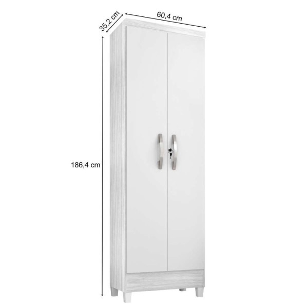 Encontraproduto.com.br - Armário Multiuso Sapateira Roma 2 Portas Com Chave Cor Carvalho E Branco - Incorplac