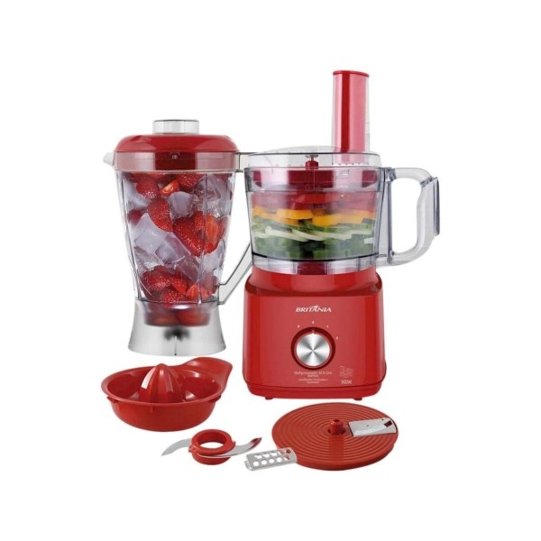 Encontraproduto.com.br - Multiprocessador Britânia All in One BMP900 900 W 2 Velocidades Vermelho 220 V