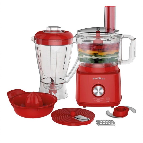Encontraproduto.com.br - Multiprocessador Britânia All in One BMP900 900 W 2 Velocidades Vermelho 220 V