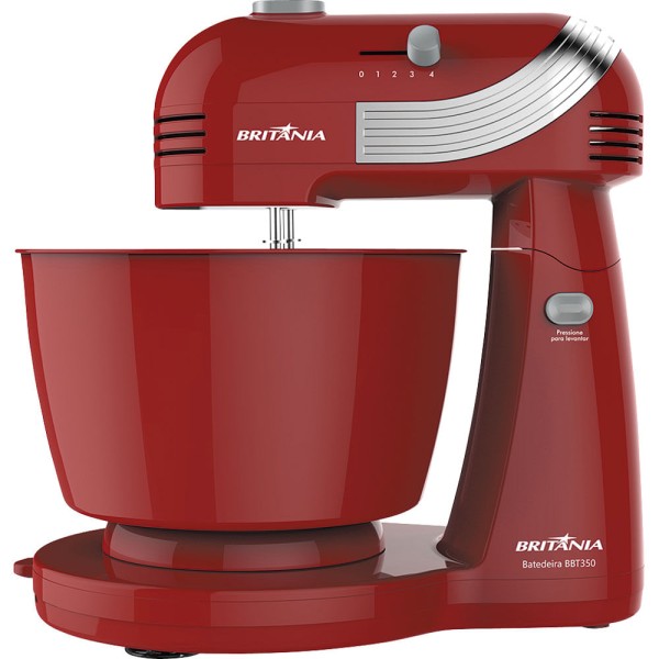 Encontraproduto.com.br - Batedeira de Mesa Britânia com 4 Velocidades BBT350 Vermelha 127V