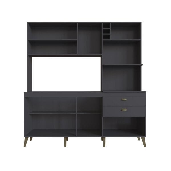 Encontraproduto.com.br - Cozinha Compacta Donna Casamia 8 Portas 2 Gavetas Sem Tampo As Móveis Grafite