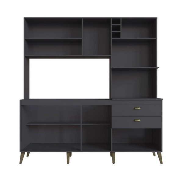Encontraproduto.com.br - Cozinha Compacta Donna Casamia 8 Portas 2 Gavetas Sem Tampo As Móveis Grafite