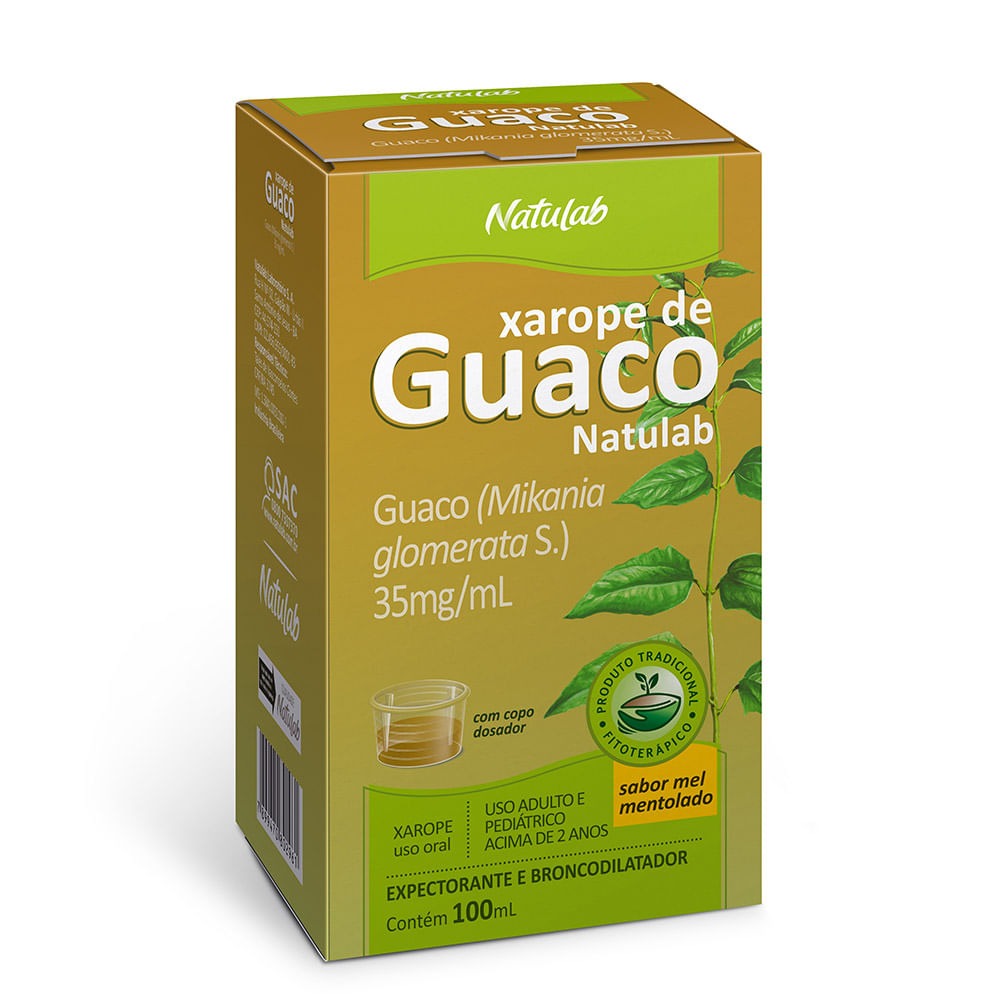 Encontraproduto.com.br - Guaco Natulab 100ml Xarope 35mg/ml Mel Mentolado
