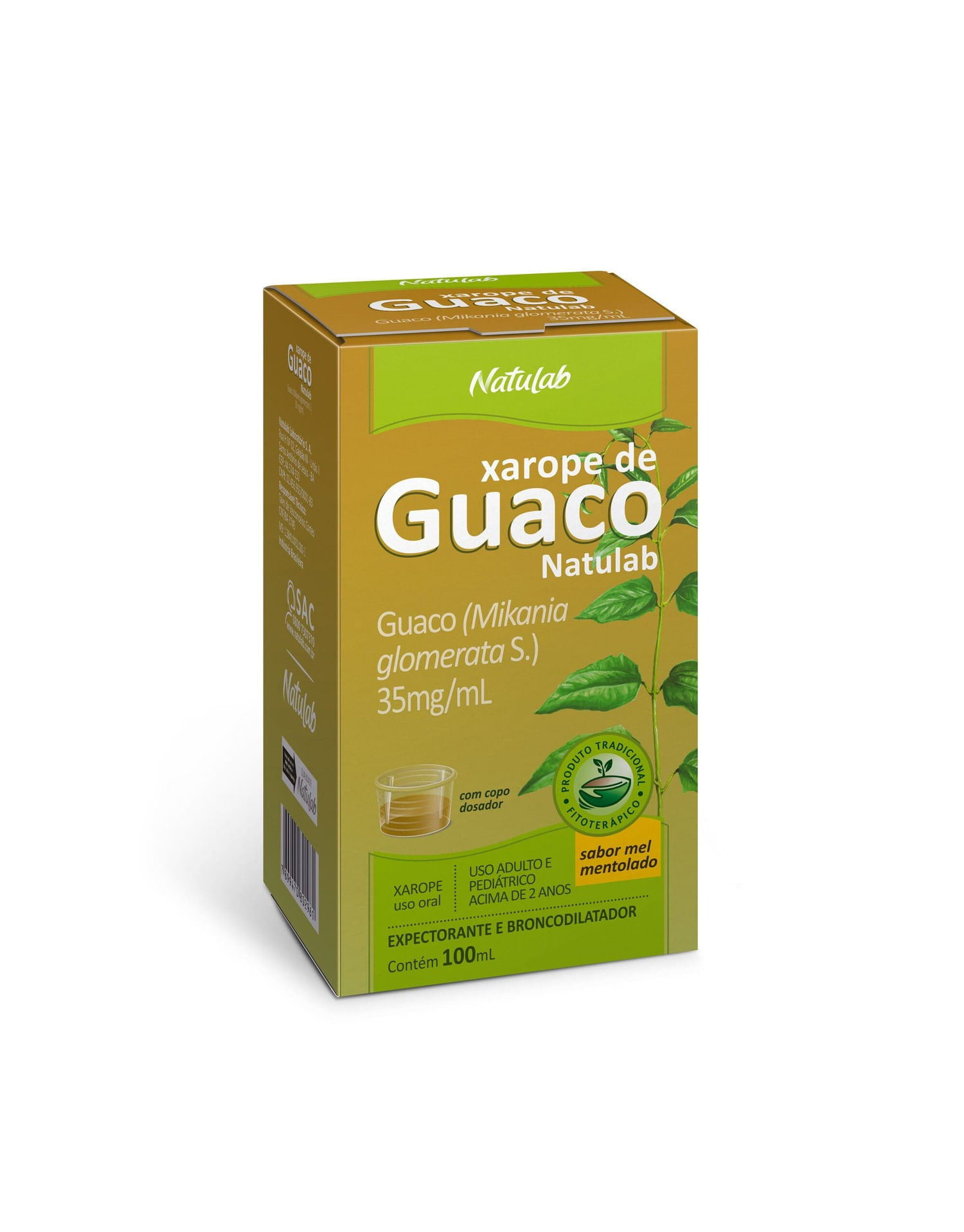 Encontraproduto.com.br - Guaco Natulab 100ml Xarope 35mg/ml Mel Mentolado