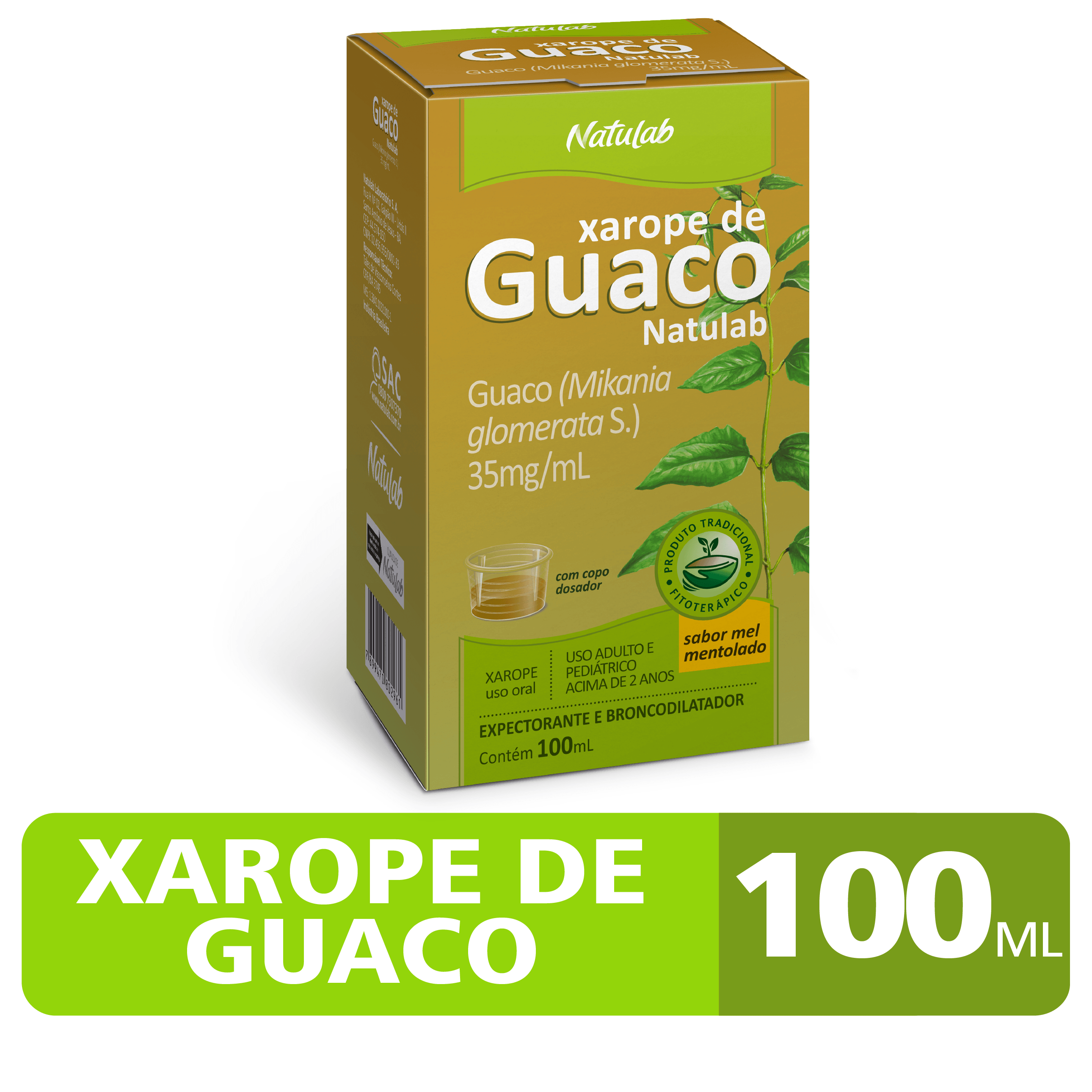 Encontraproduto.com.br - Guaco Natulab 100ml Xarope 35mg/ml Mel Mentolado