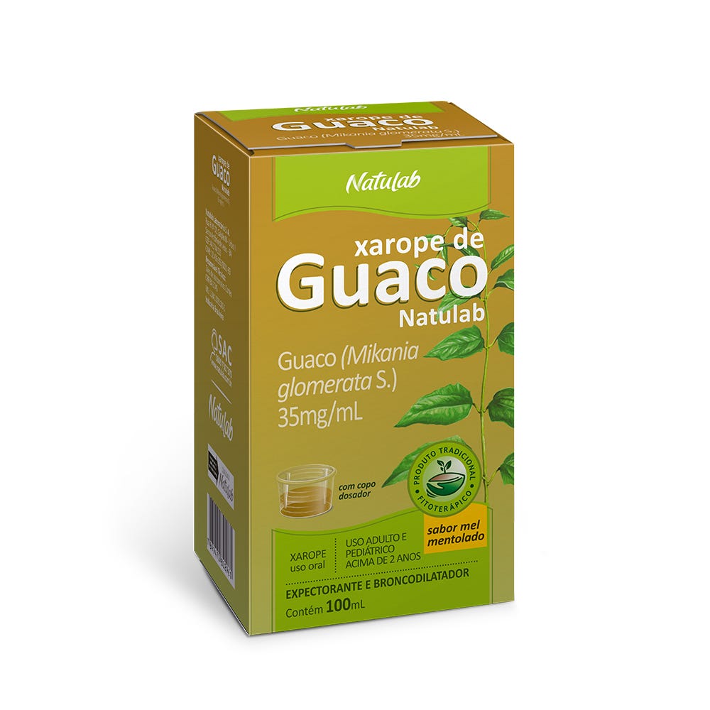 Encontraproduto.com.br - Guaco Natulab 100ml Xarope 35mg/ml Mel Mentolado