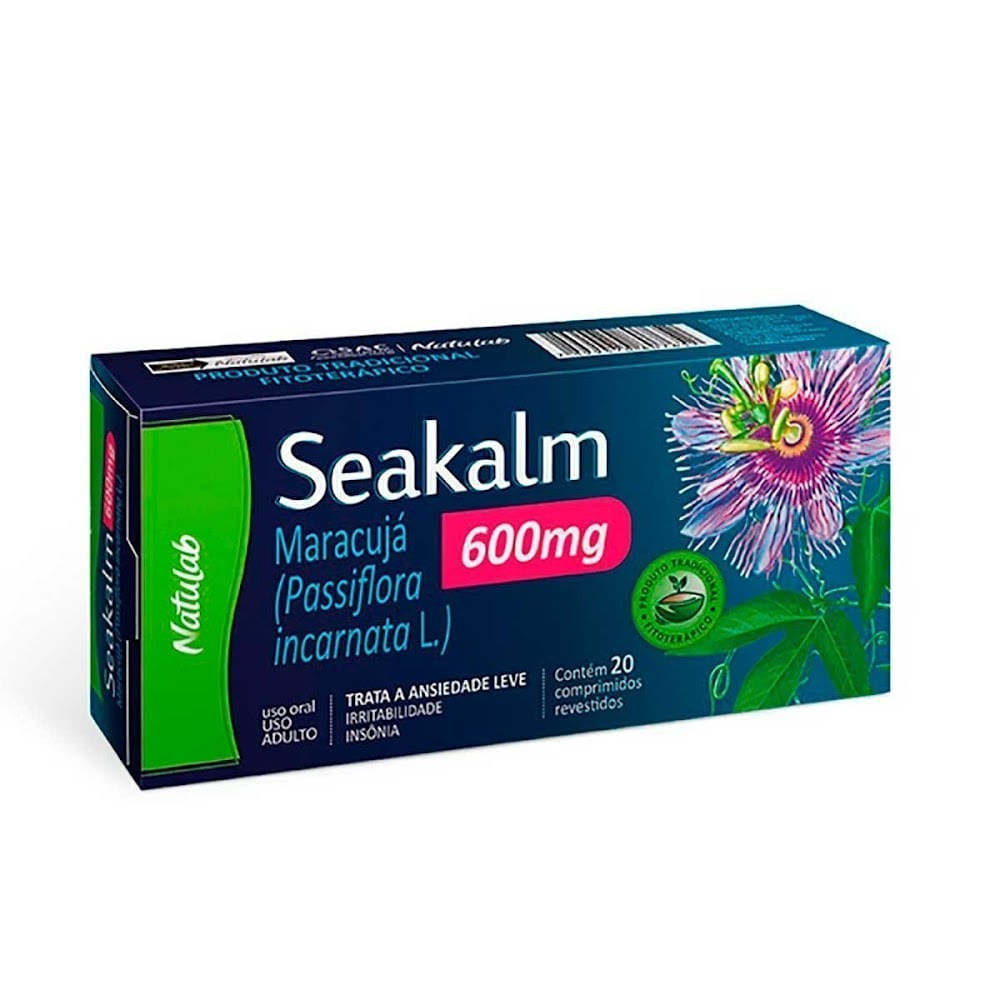 Calmante e Fitoterápico Seakalm 600mg 20 Comprimidos