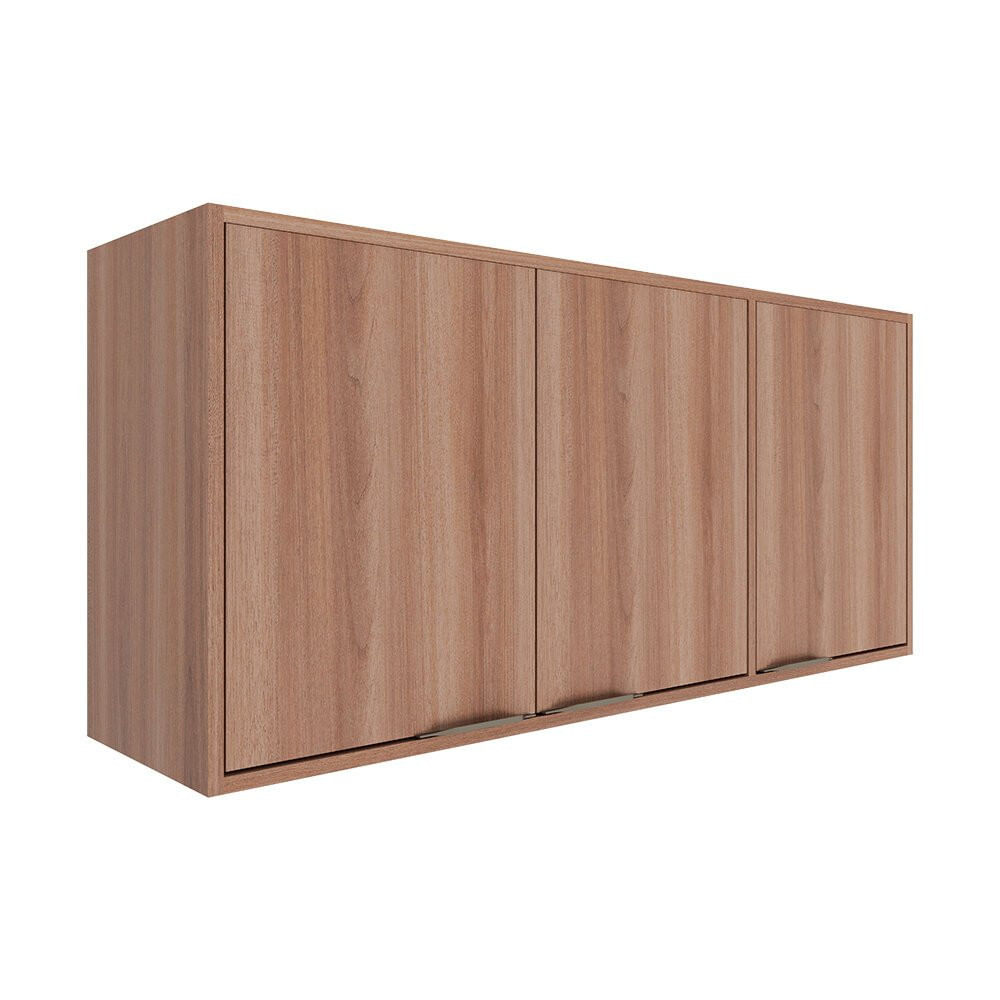 Armário Aéreo 120cm Louise 3 Portas Móveis Sul Nogal
