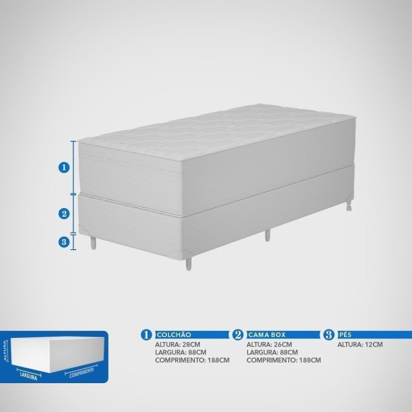Encontraproduto.com.br - Conjunto Box Solteiro Mola Ensacada Probel Vancouver