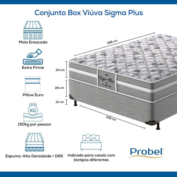 Encontraproduto.com.br - Conjunto Box Viúva Mola Ensacada Probel Sigma Plus