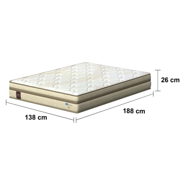 Encontraproduto.com.br - Colchão de Casal Probel Arezzo com Pillow Euro e Molas Ensacadas Individualmente 26x188x138cm - Bege e Branco