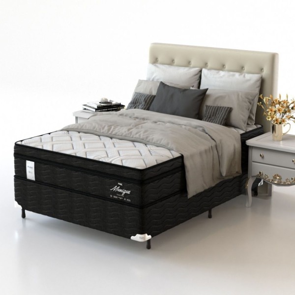 Encontraproduto.com.br - Conjunto Box Casal Mola Ensacada Probel Munique (138x188x56cm)