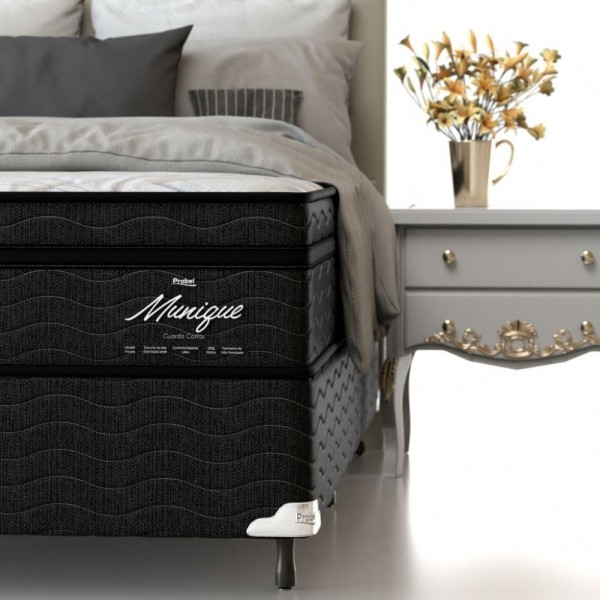 Encontraproduto.com.br - Conjunto Box Casal Mola Ensacada Probel Munique (138x188x56cm)