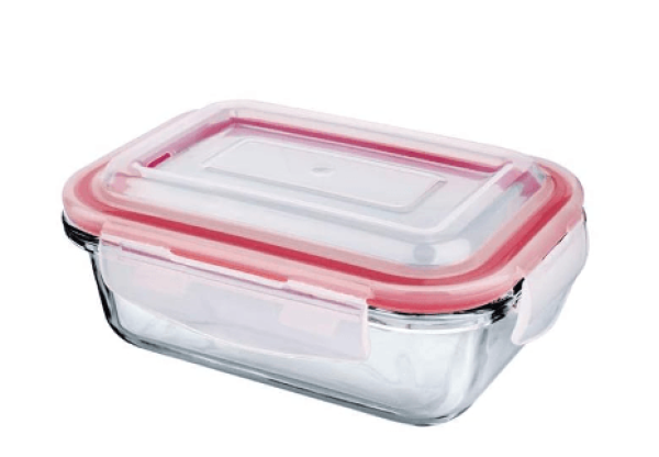 POTE HERMETICO VIDRO RETANGULAR 370ML VERM BV3790SK DUARTES