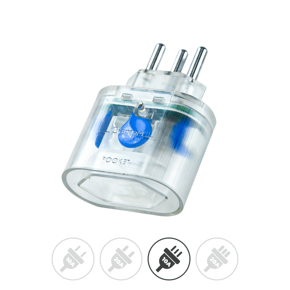 Encontraproduto.com.br - Protetor contra surtos (DPS) - 127/220 volts - 10 amperes - 1 tomada - 3 pinos - iCLAMPER Pocket 3P 10A - KIT 10 UNIDADES