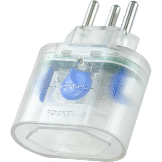 Encontraproduto.com.br - Protetor contra surtos (DPS) - 127/220 volts - 10 amperes - 1 tomada - 3 pinos - iCLAMPER Pocket 3P 10A - KIT 10 UNIDADES