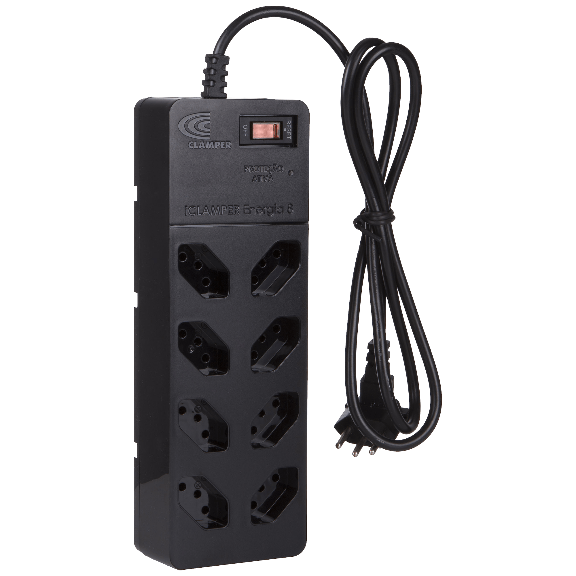 Encontraproduto.com.br - Filtro de Linha DPS 2P+T 10A Iclamper Clamper Preto