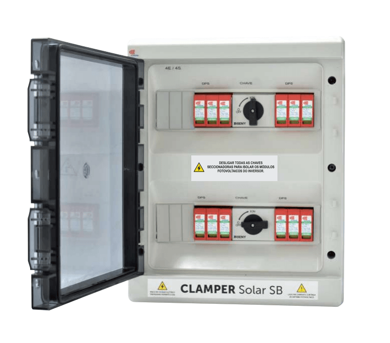 Encontraproduto.com.br - String Box CLAMPER Solar 4 Entradas e 4 Saídas 18kA 16A