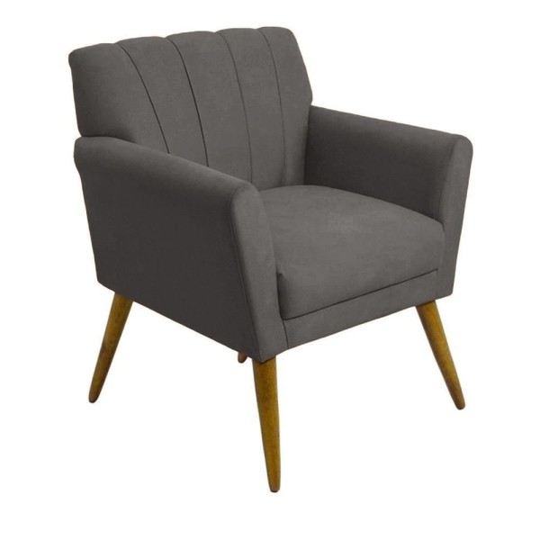 Encontraproduto.com.br - Kit Recamier Divã Olivia 160cm + 02 Poltrona Decorativa Olivia Suede Cinza - Am Interiores