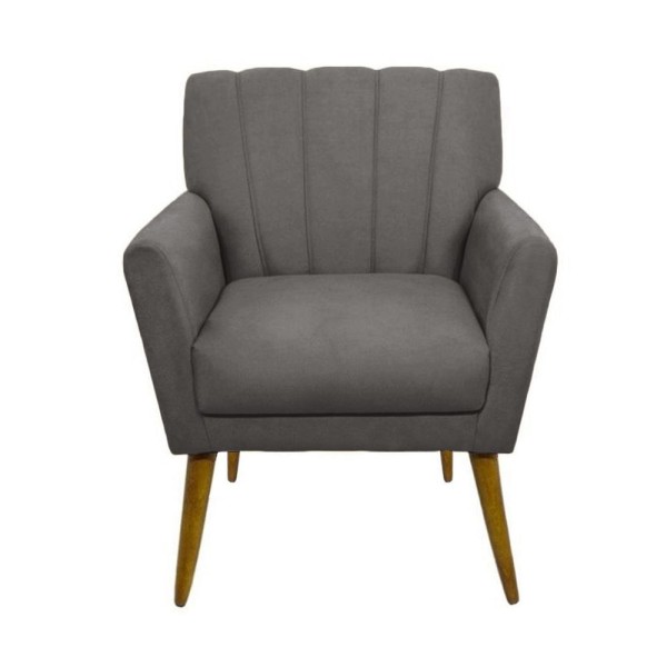 Encontraproduto.com.br - Kit Recamier Divã Olivia 160cm + 02 Poltrona Decorativa Olivia Suede Cinza - Am Interiores
