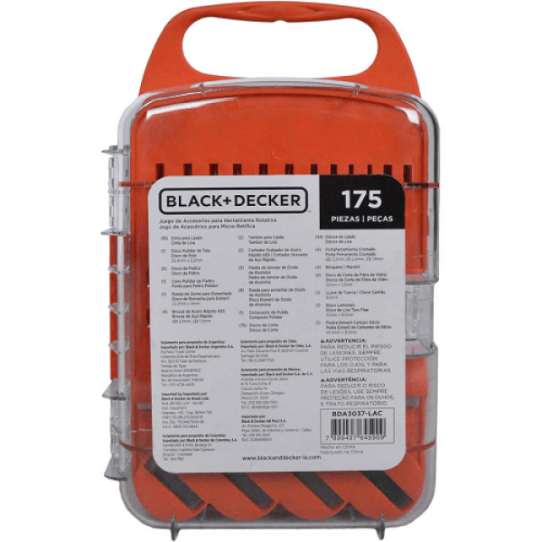 Encontraproduto.com.br - Kit Micro Retifica 175 Acessórios Black Decker Bda3037