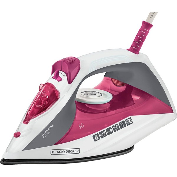 Ferro de Passar Roupa Vapor Spray Black&Decker FX2200 Branco e Rosa 220V
