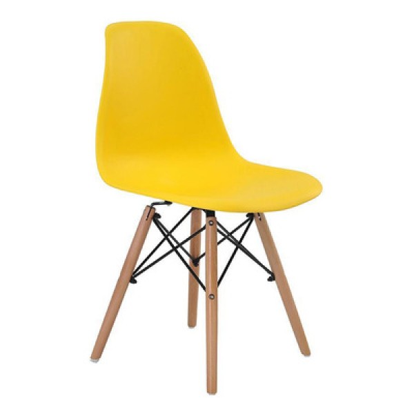 Encontraproduto.com.br - Conjunto 2 Cadeiras Eiffel PP Base Madeira Rivatti Amarelo