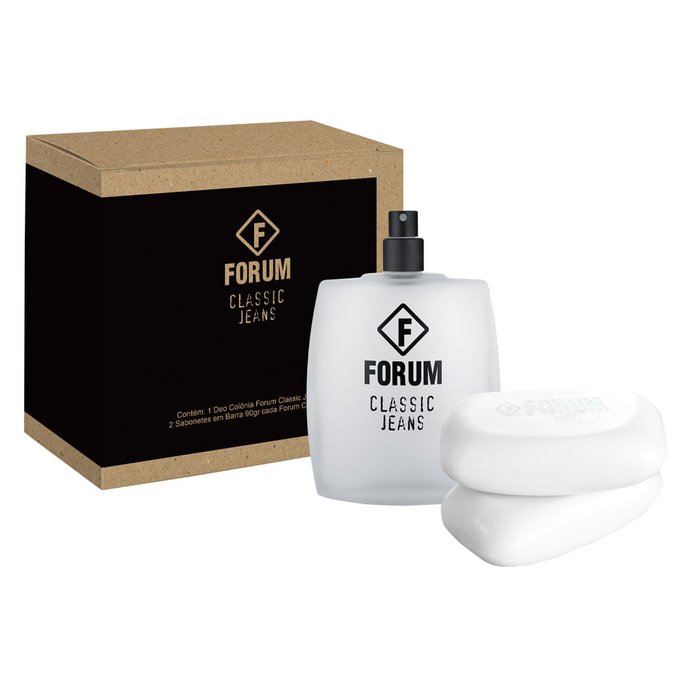 Kit Perfume Unissex Classic Jeans Forum Deo Colônia 100ml  Sabonete 90ml