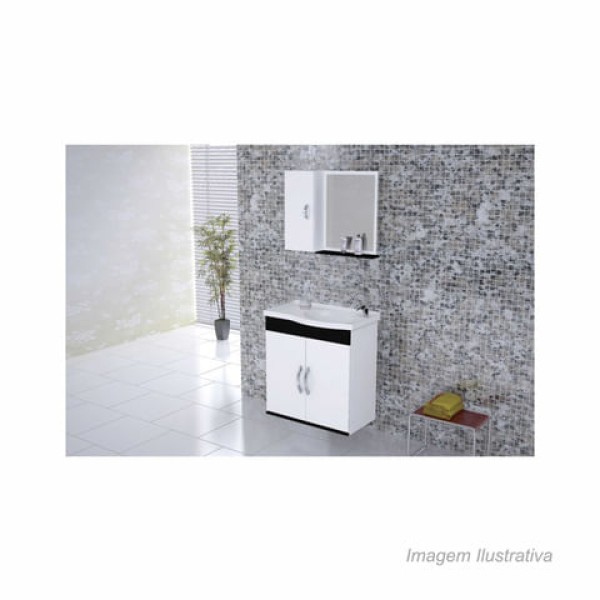 Encontraproduto.com.br - Kit balcão verona com lavatório e espelheira 55,5 suspenso preto - ajr