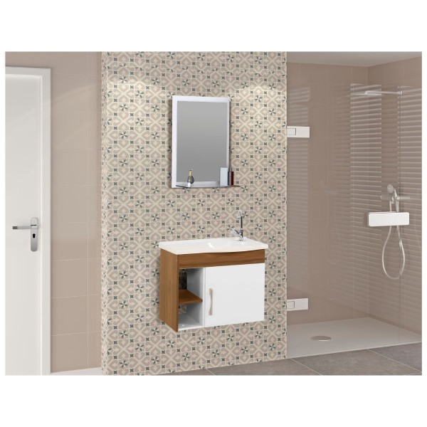 Encontraproduto.com.br - Kit Turin Suspenso 55.5cm Com 1 Porta 2 Nichos Nogal Aj Rorato